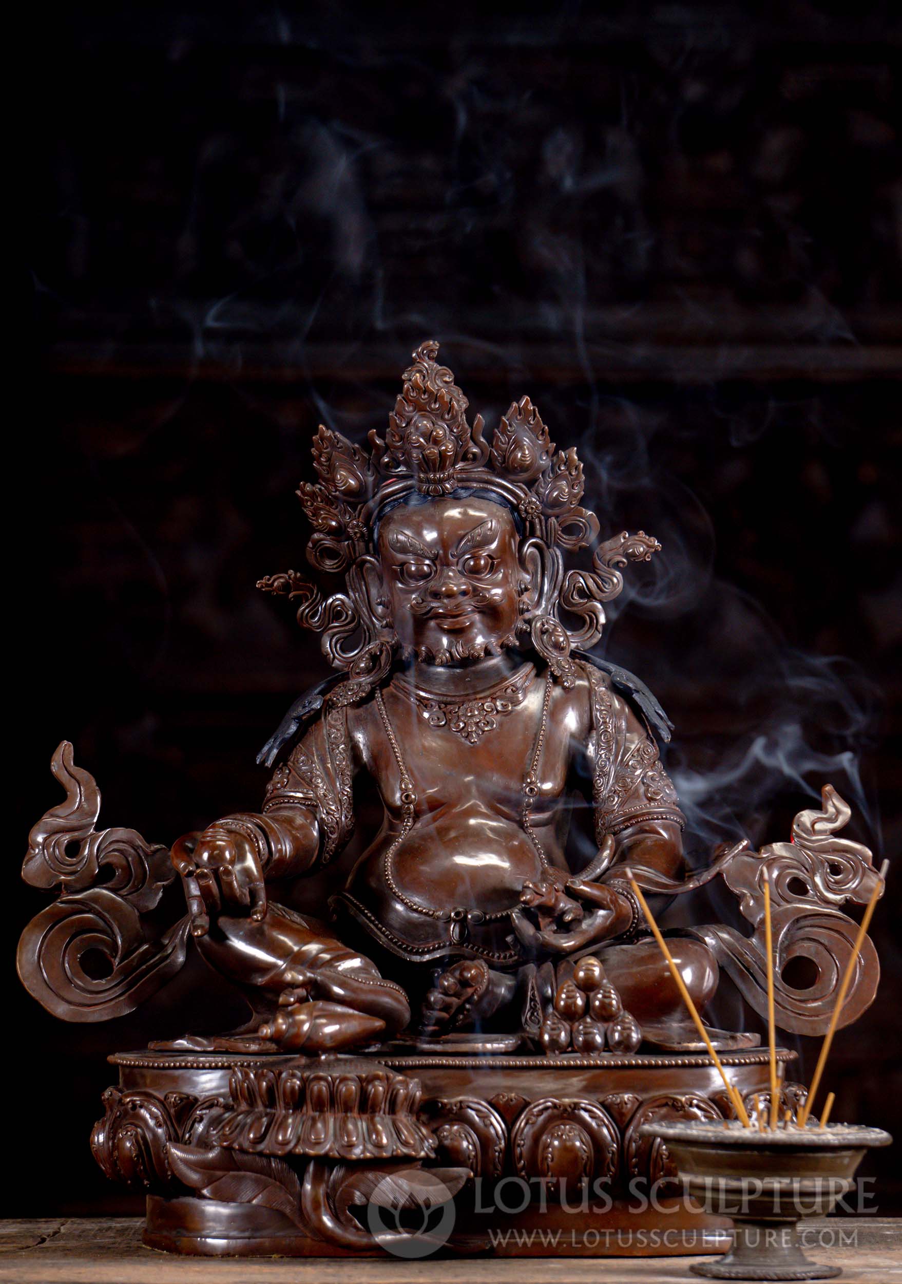 Copper Kubera Jambhala Chief of Demons of The Lower World Nepal Statue  16"
