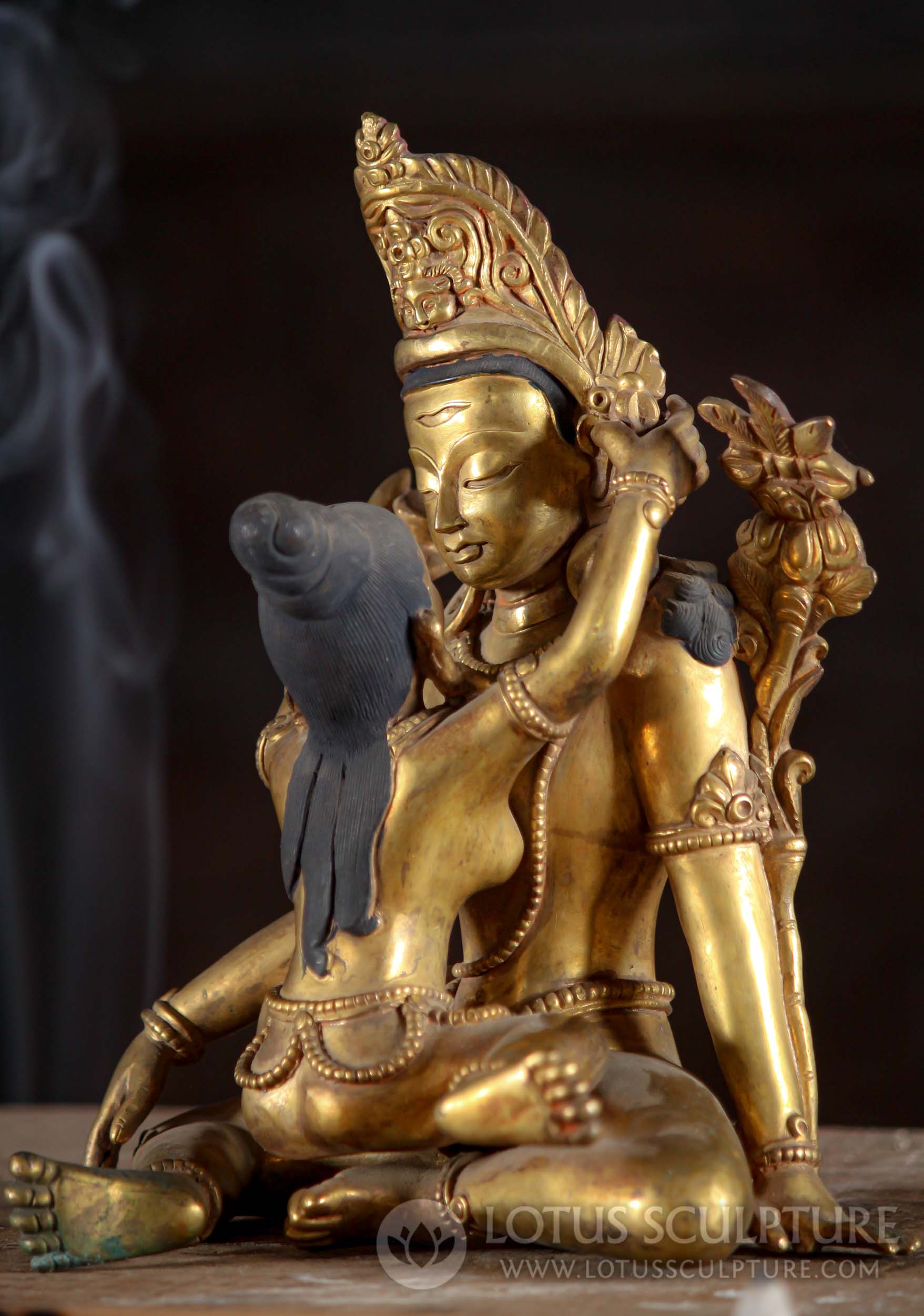 Indra Shakti, Yab-Yum Gold Plated Statue Hand Made in Nepal 8"