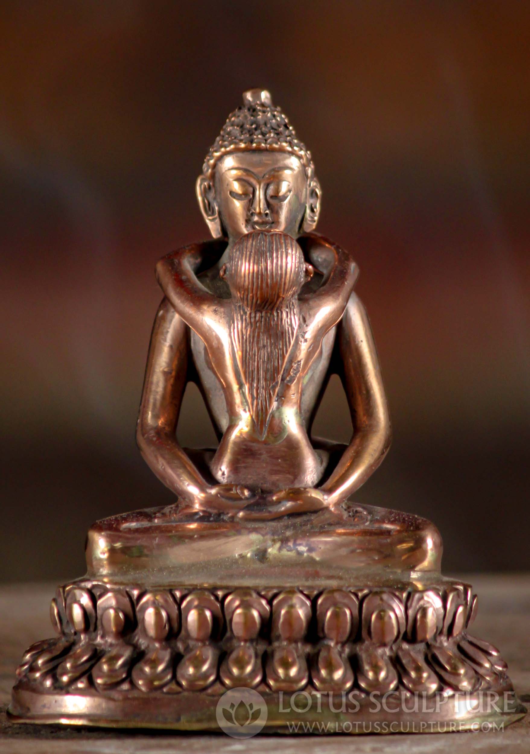 Small Copper Yab-Yum Buddha Shakti Statue Hand Made Patan, Nepal Tantric Buddhism 4"