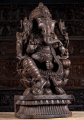 Wooden Seated Hand Carved Hindu God Remover of Obstacles Ganesh Perfect for Home Altar 36"