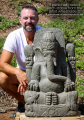 Hand Carved Stone Seated Ganesh With Trunk in Hand Garden Statue 31"