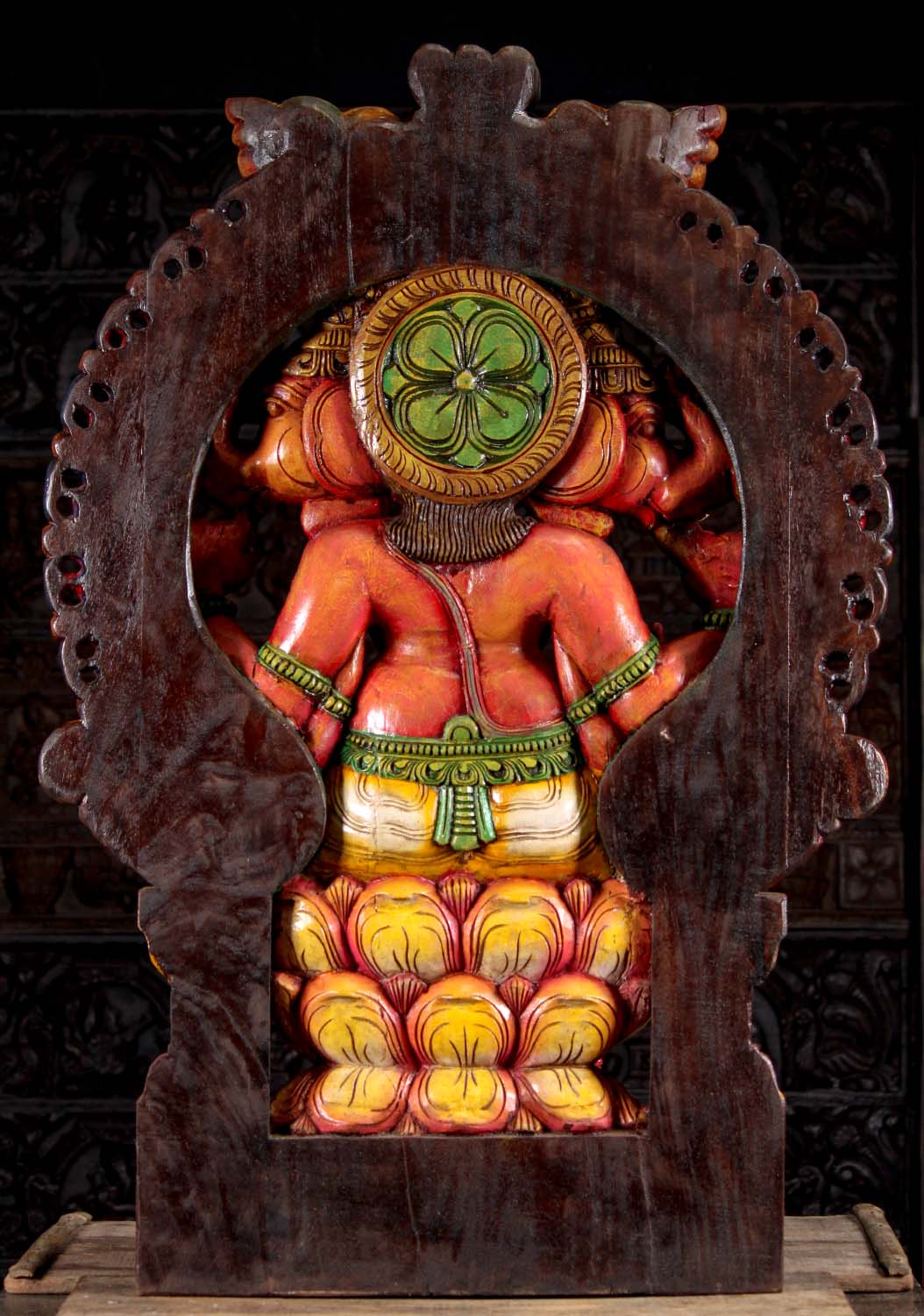 Wooden 3 Headed Tri Muhkthi Ganapathi 3 Headed Ganesha "Remover of Obstacles" 47"