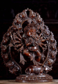 Cooper Nepalese Ganesha Statue Dancing on Vahana Mooshika with Beautiful Arch and 12 Arms 19"