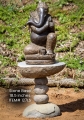 Hand Carved Stone Garden Ganesh Seated in Relaxed Position on Lotus Base 21"