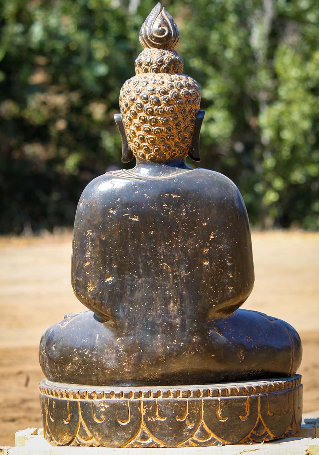 Padmasana Seated Hand Carved Stone Dhyana Mudra Meditating Outdoor Buddha Sculpture 31"