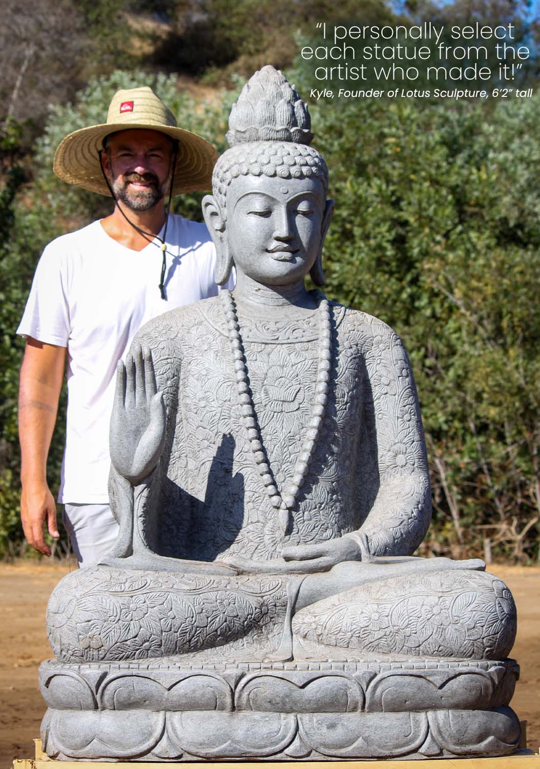 Down Payment Stone Abhaya Mudra Buddha Sculpture 60" $5999 + $984.82 shipping