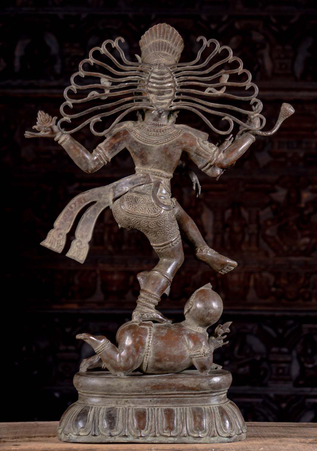 Indonesian Style Brass Hindu God Shiva as the Lord of Dance Nataraja Dancing without Arch 29"