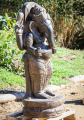 Stone Standing Ganesha with Fly Whisk and an Ax Garden Statue Perfect for All Weather 53"