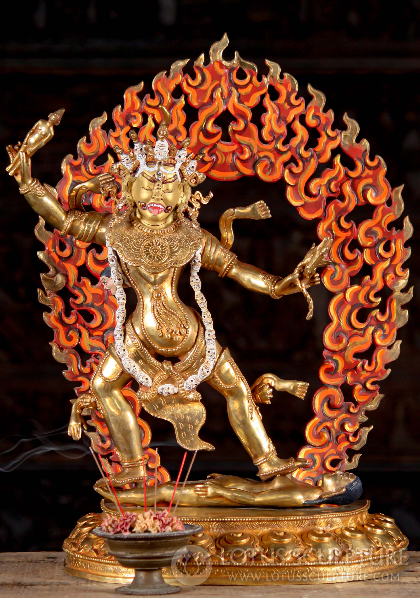 Copper Ekajati Fierce Nepalese Flaming Arch Dakini Statue with Single Eye & Breast 22"