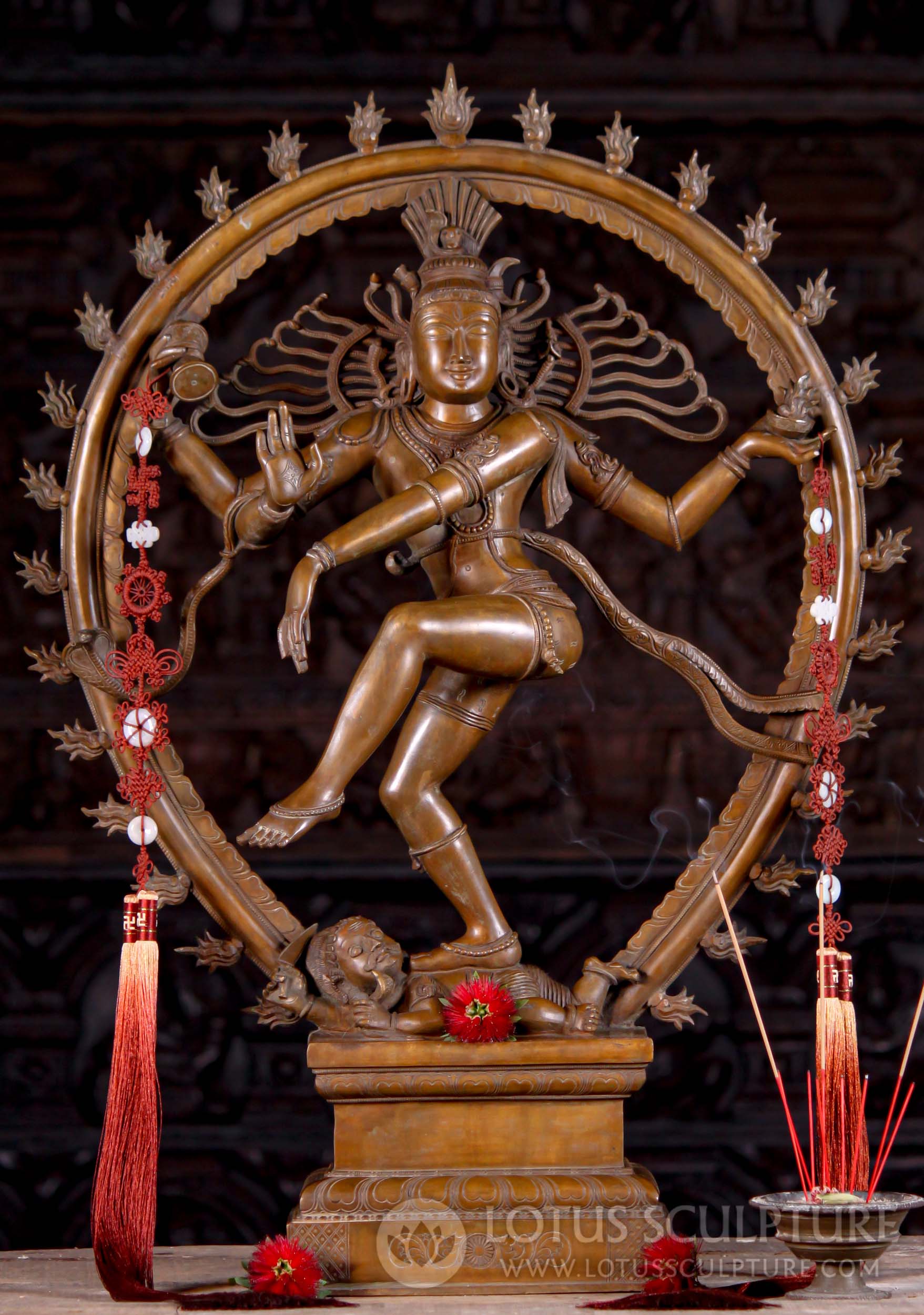 Nataraja Statue, Dancing Shiva as the Lord of Dance, with Oval Flaming Arch Cast in Bronze 30"
