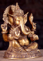Ganesh Brass Seated Abhaya Mudra Statue with Noose and Goad on Mahakala Base 12"