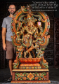 Gopal Krishna Wooden Sculpture Hand Painted Playing Flute with Mahakala Arch 6 Feet Tall