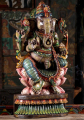 Colorful Hindu God Ganesha Seated on Pink Triple Lotus Base with Mooshika Sculpture 36"