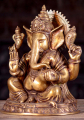 Ganesh Brass Seated Abhaya Mudra Statue with Noose and Goad on Mahakala Base 12"