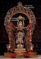 Large Bronze Temple Statue Base with Elaborate Prabha Mandala Peacock Arch 42"