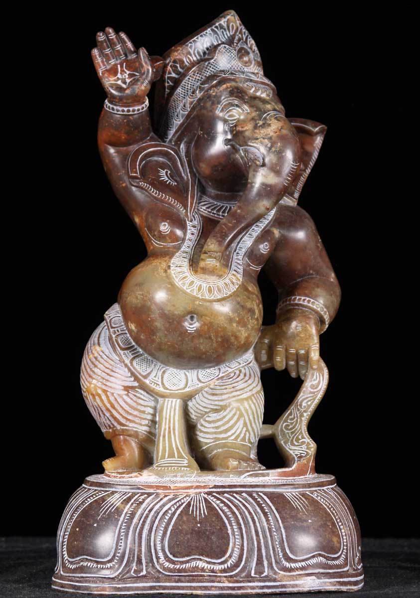 Marble Dancing Ganesh Statue 15"