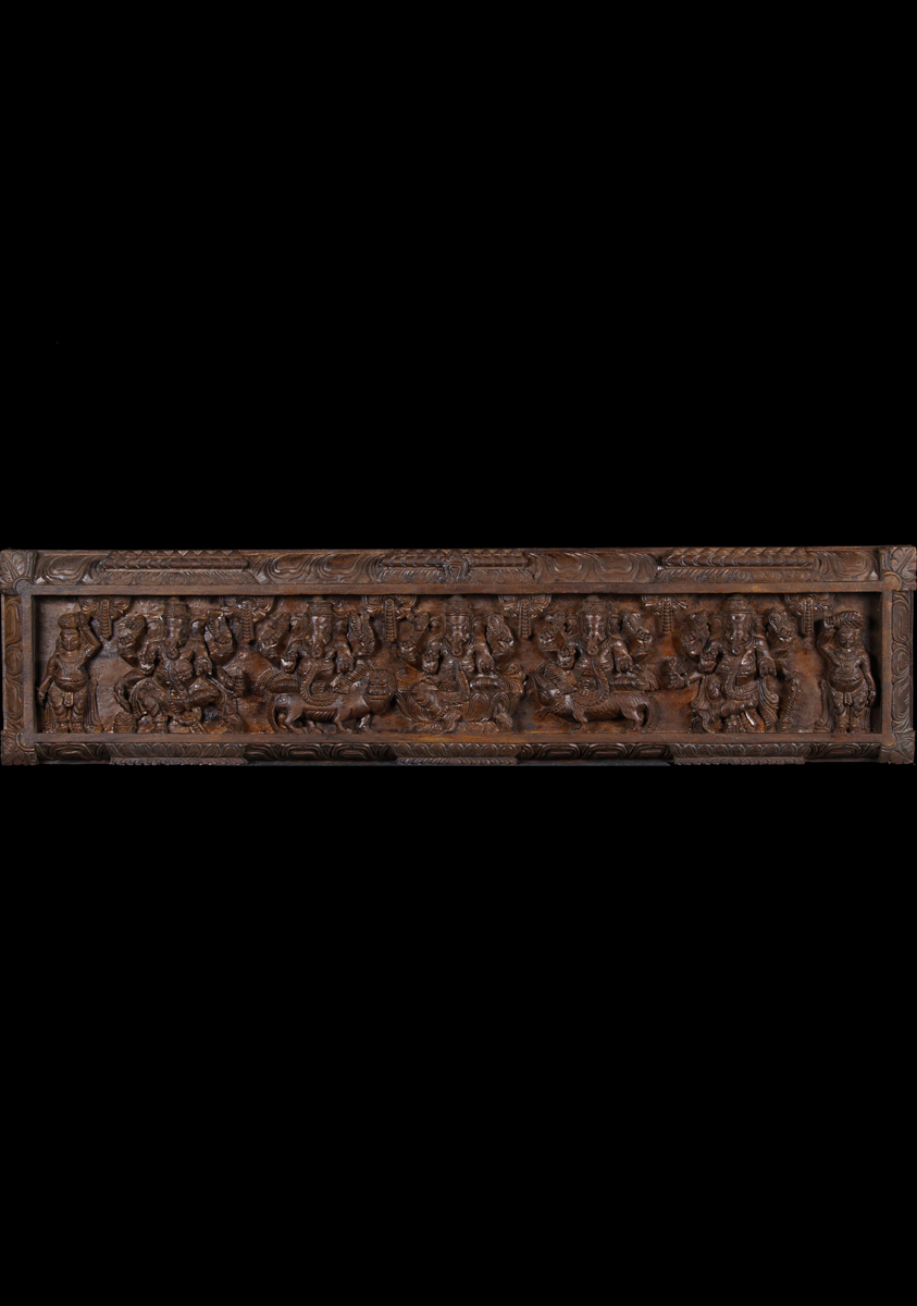 5 Forms of Ganesh Wood Wall Panel 48"