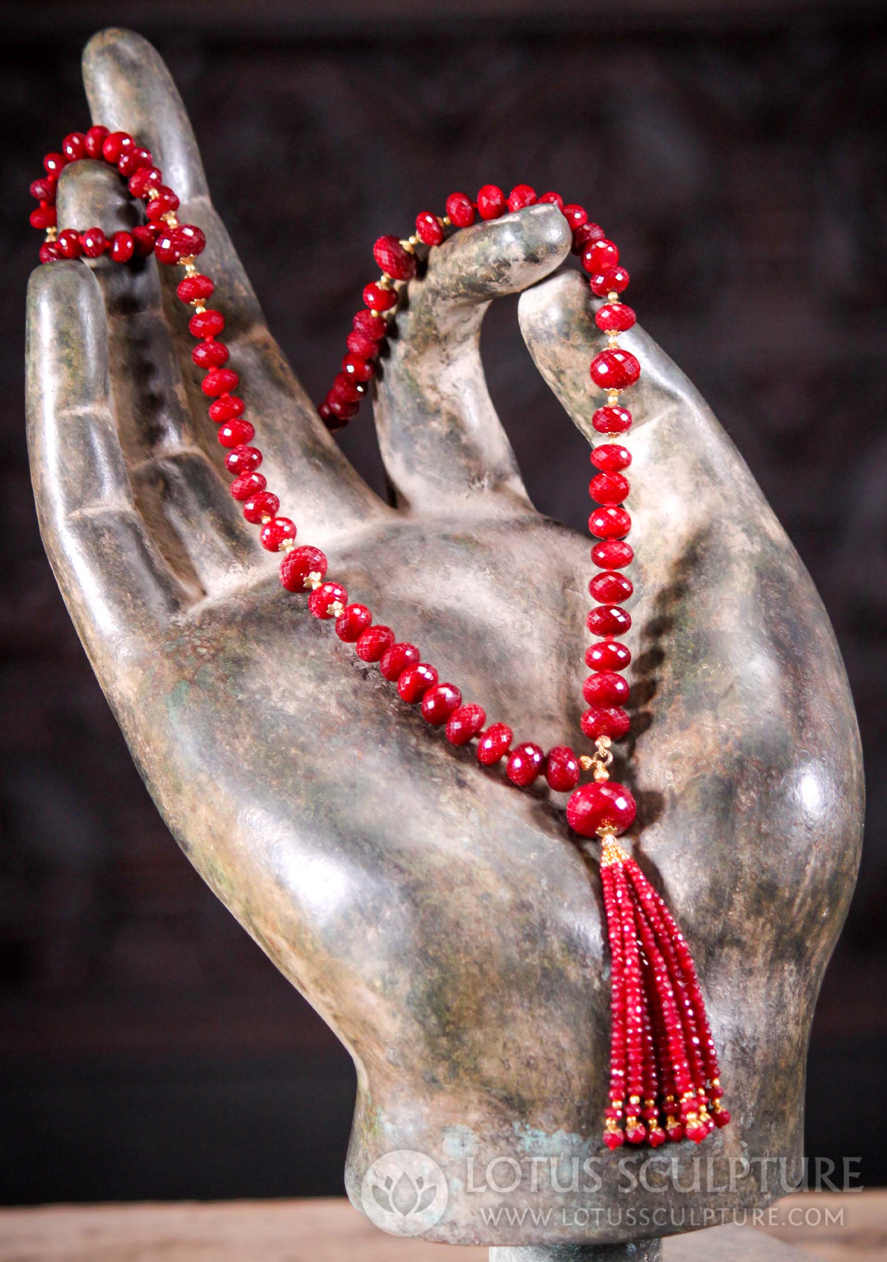 Hand Cut Ruby Mala Necklace Healing Spiritual Energy Love