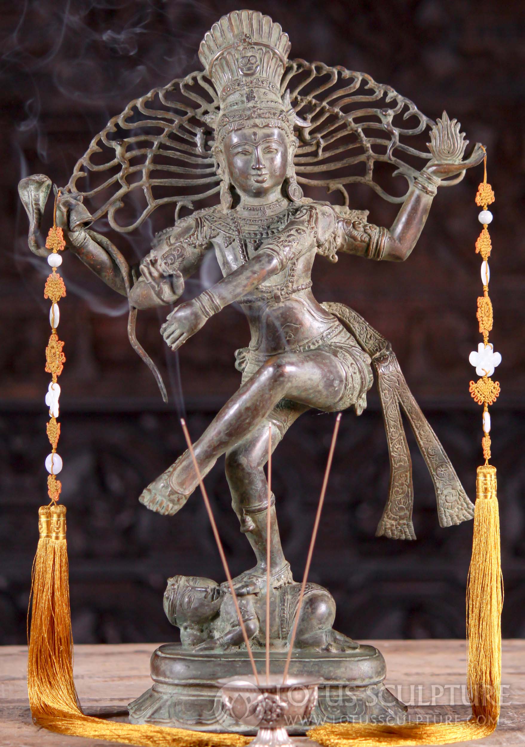 Brass Shiva As Lord Nataraja Statue with Wild Hair Dancing on Dwarf of  Ignorance 20