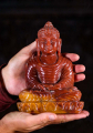 Small Hand Carved Red Jasper Padmasana Seated Meditating Buddha Sculpture 8"