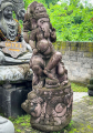 Unique Tall Rustic Lava Stone Ganesh Dancing with Mooshika Hand Carved Outdoor Garden Statue 89"
