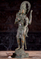 Standing Indonesian Brass Hindu God Shiva Statue Holding Conch & Trident 23"