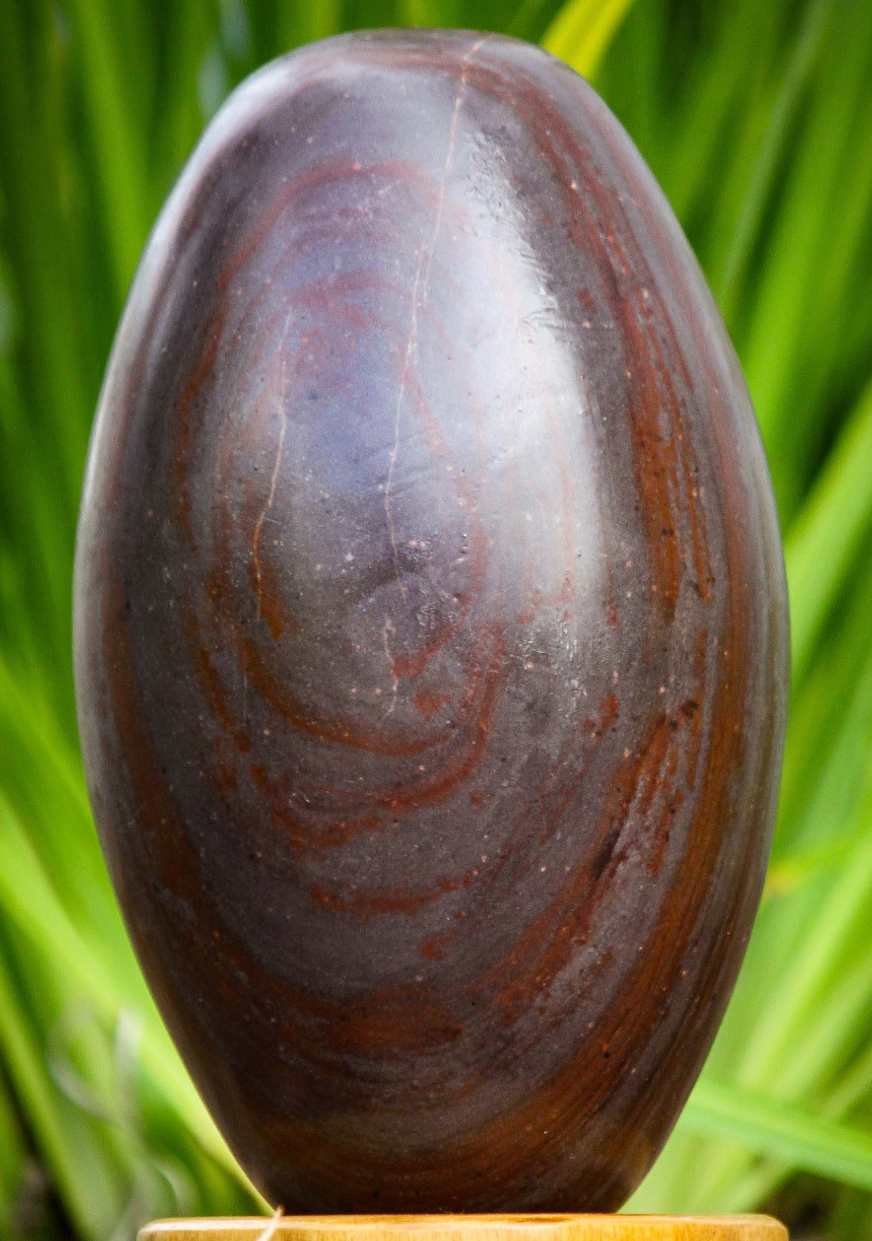 Narmada River Polished Stone Shiva Lingam Pillar of Fire with Rings 9.5"