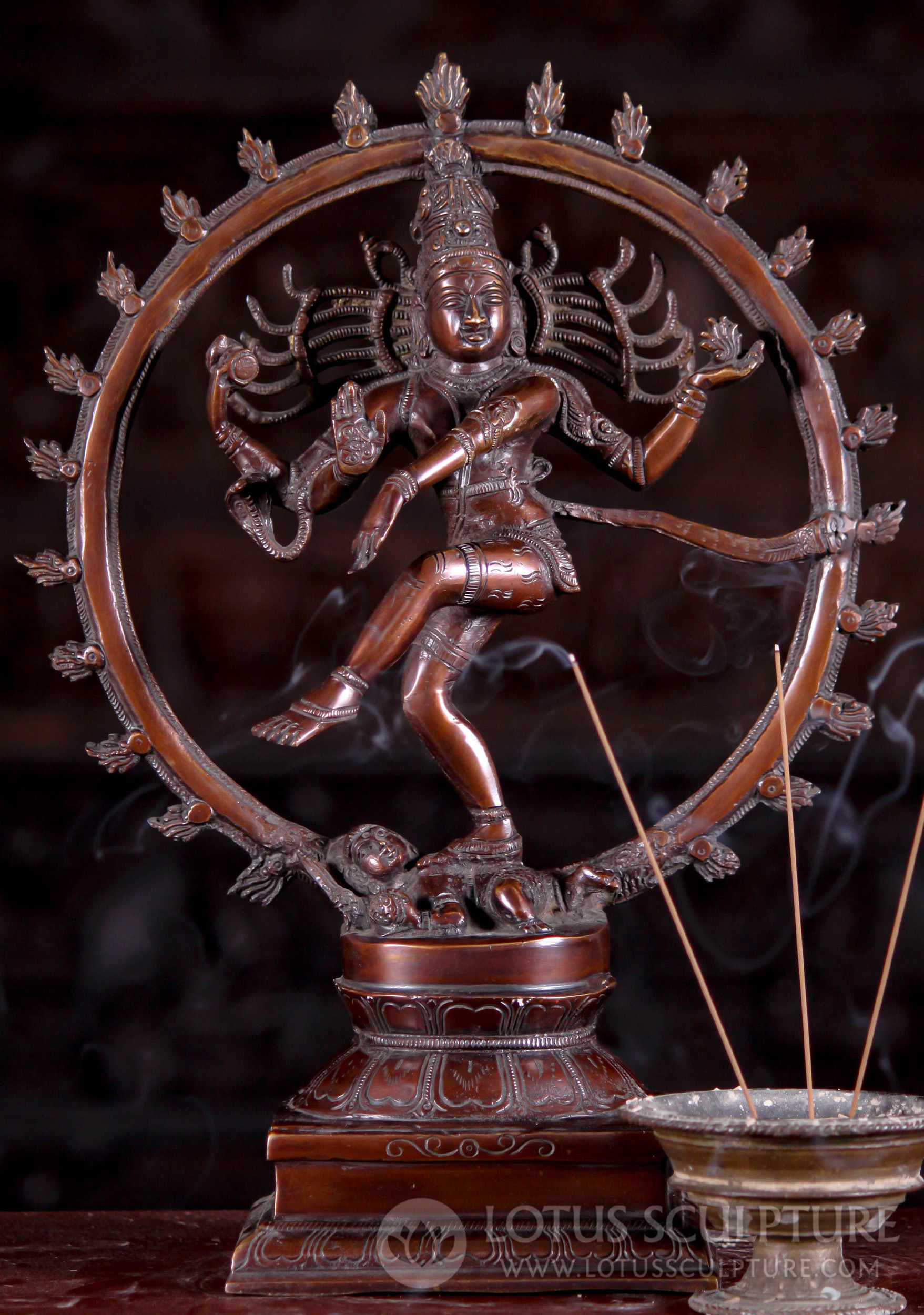 Brass Hindu God Shiva as the Lord of Dance, Nataraja with Fiery Yali Prahabhamandala 15"