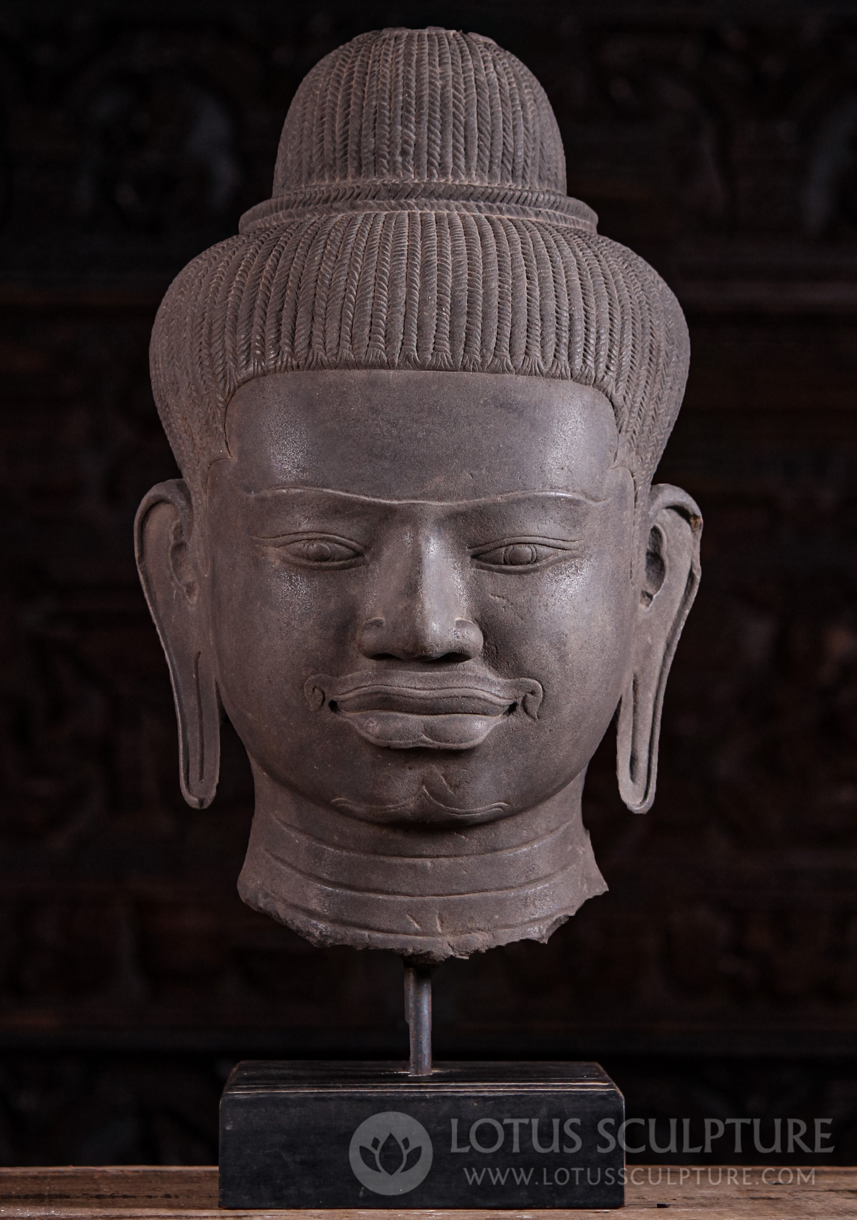 Hand Carved Cambodian Stone 10th-11th Century Style Vishnu Bust 23.5 ...