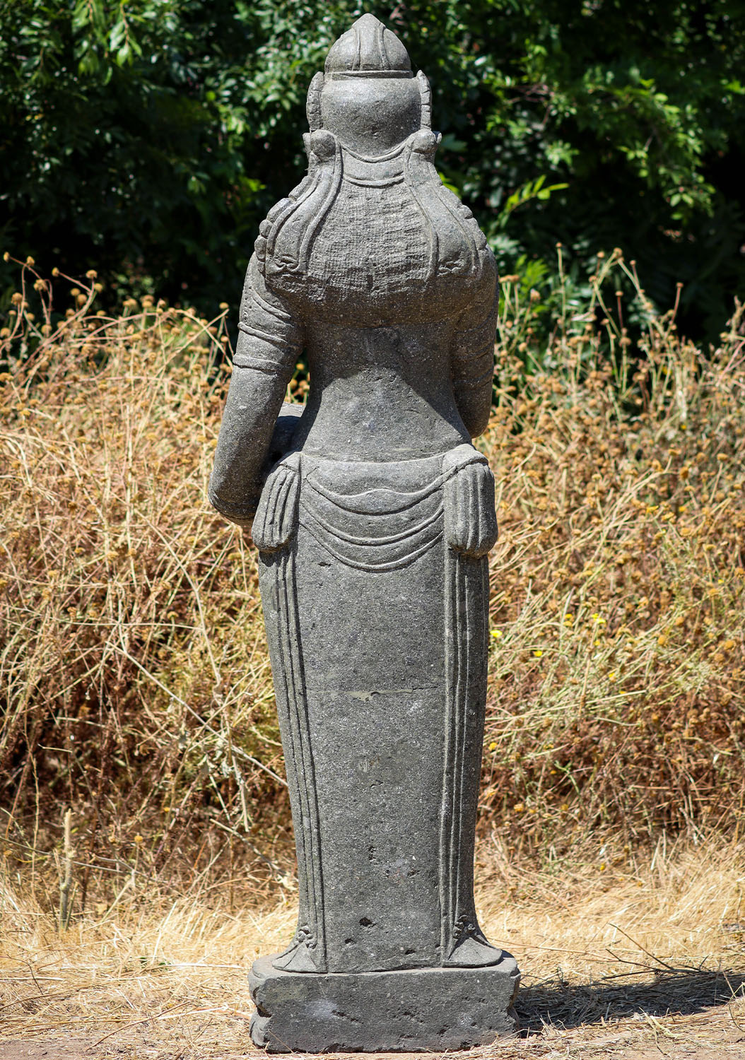 Stone Devi Tara Garden Water Fountain Statue Holding Water Jug Over Left Hip 60"