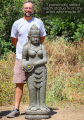 Lava Stone Devi Tara Fountain Statue Holding Water Jug Over Right Hip 60"