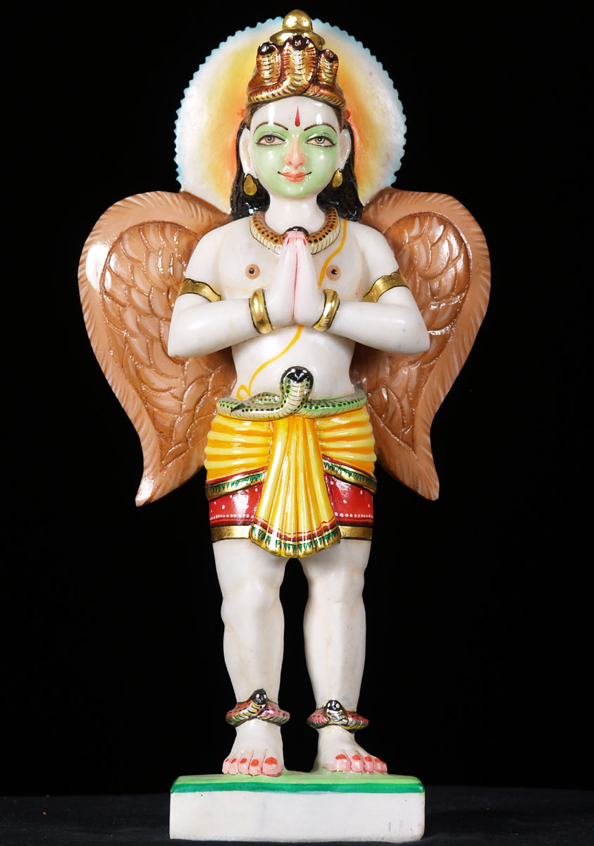 Garuda White Marble Statue 15"