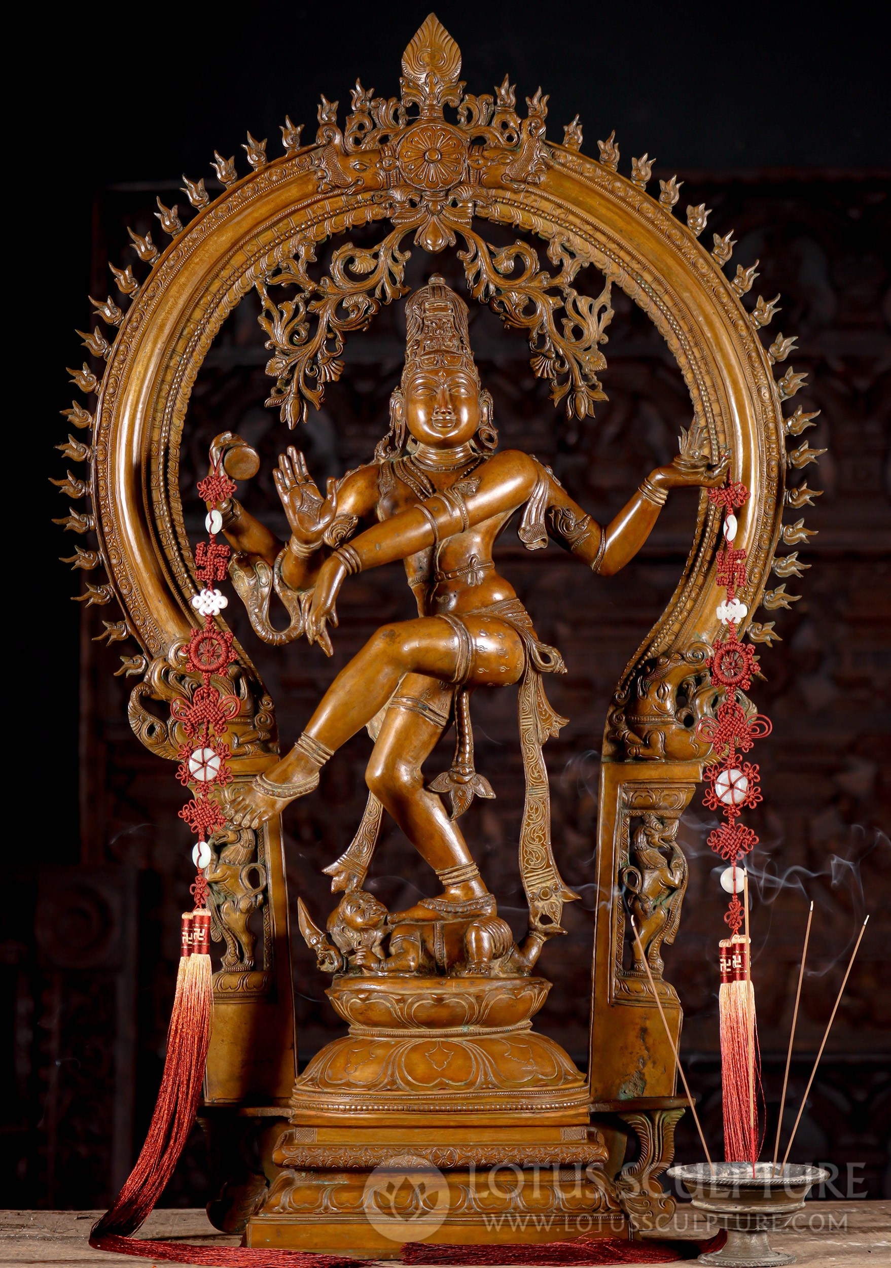 Shiva Nataraja Statue Performing His Dance of Destruction & Renewal Amidst Stunning Arch 35"