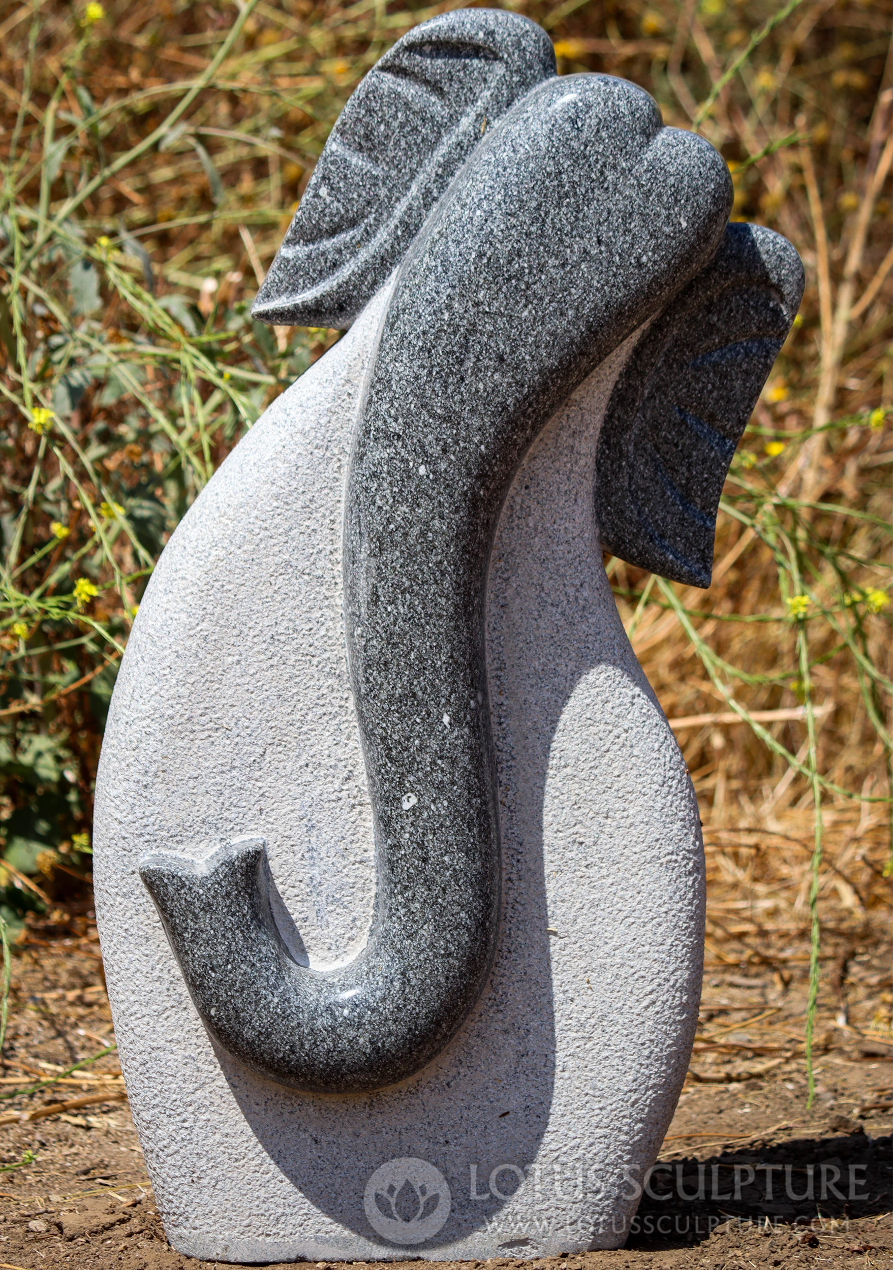 Grey Sadarahalli Granite Modern Stone Abstract Ganesha Garden Sculpture 29"