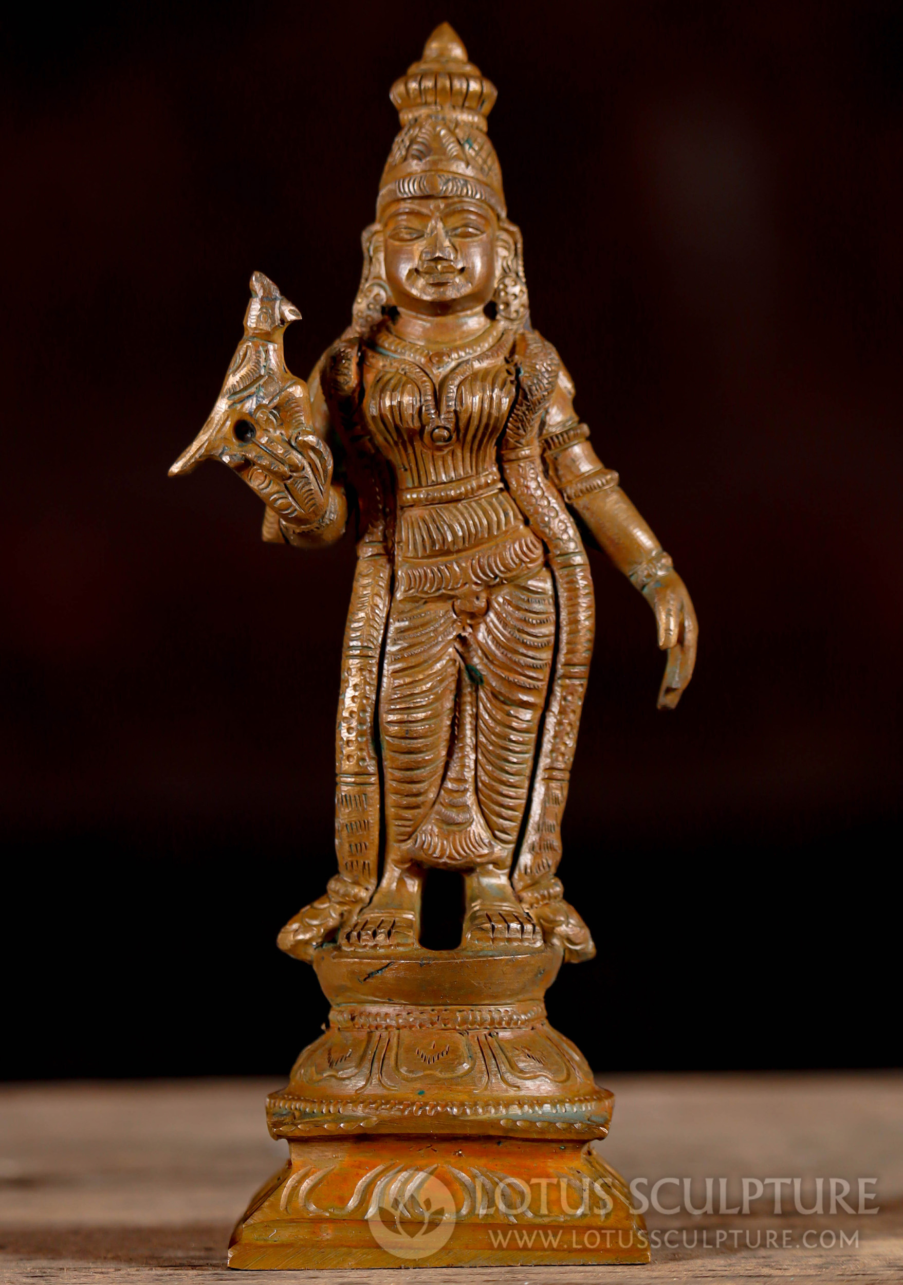 Exquisite Small South Indian Bronze Meenakshi: Spiritual Grace & Artistic Brilliance 6.5"