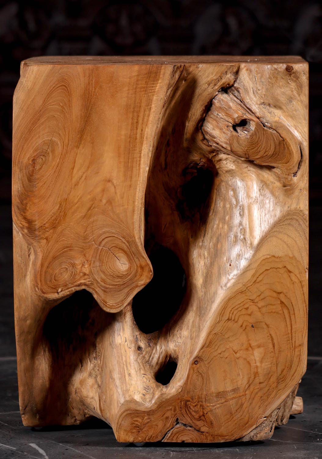 Rustic Teak Root Wood Pedestal: Perfect for Home Altars & Outdoor Settings 18"