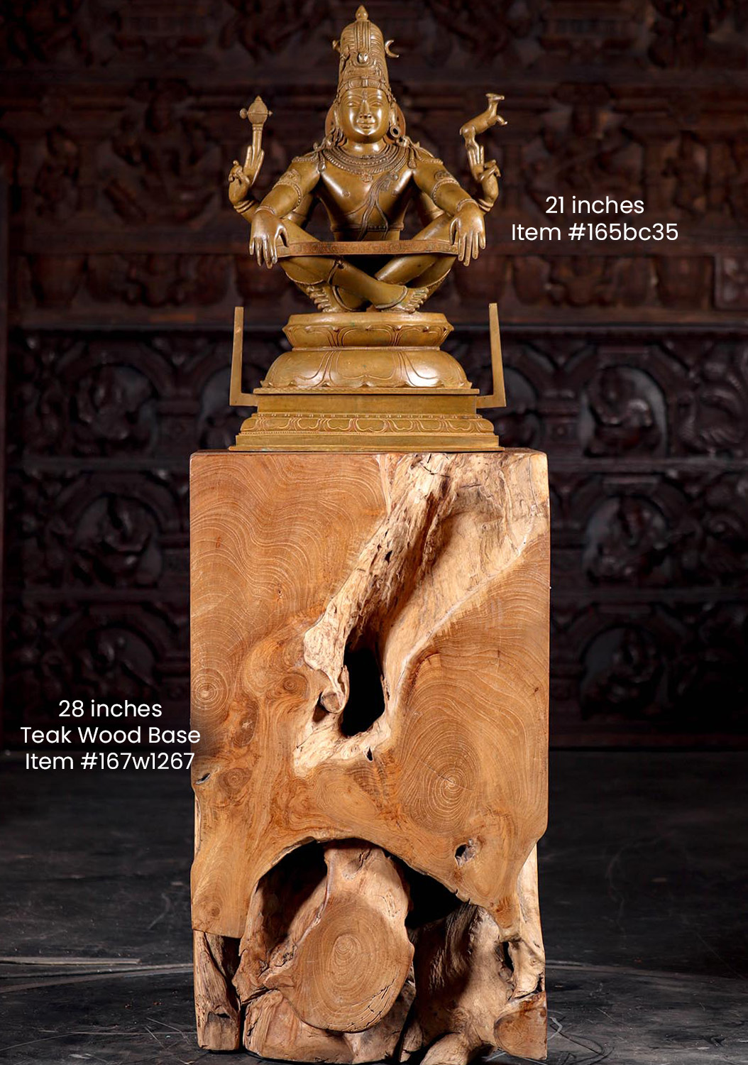 Solid Teak Root Pedestal: Nature's Artistry for Distinctive Home & Garden Settings 28"
