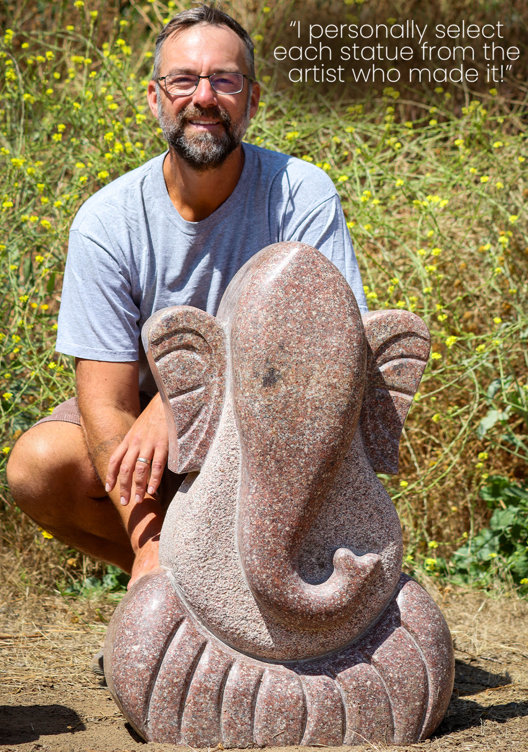 Granite Abstract Modern Ganesh Sculpture Red Multi Colored Perfect in Any Garden 30"