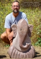 Granite Abstract Modern Ganesh Sculpture Red Multi Colored Perfect in Any Garden 30"