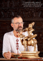 South Indian Polished Panchaloha Bronze: Gopal Krishna Playing Flute atop Cow 21"
