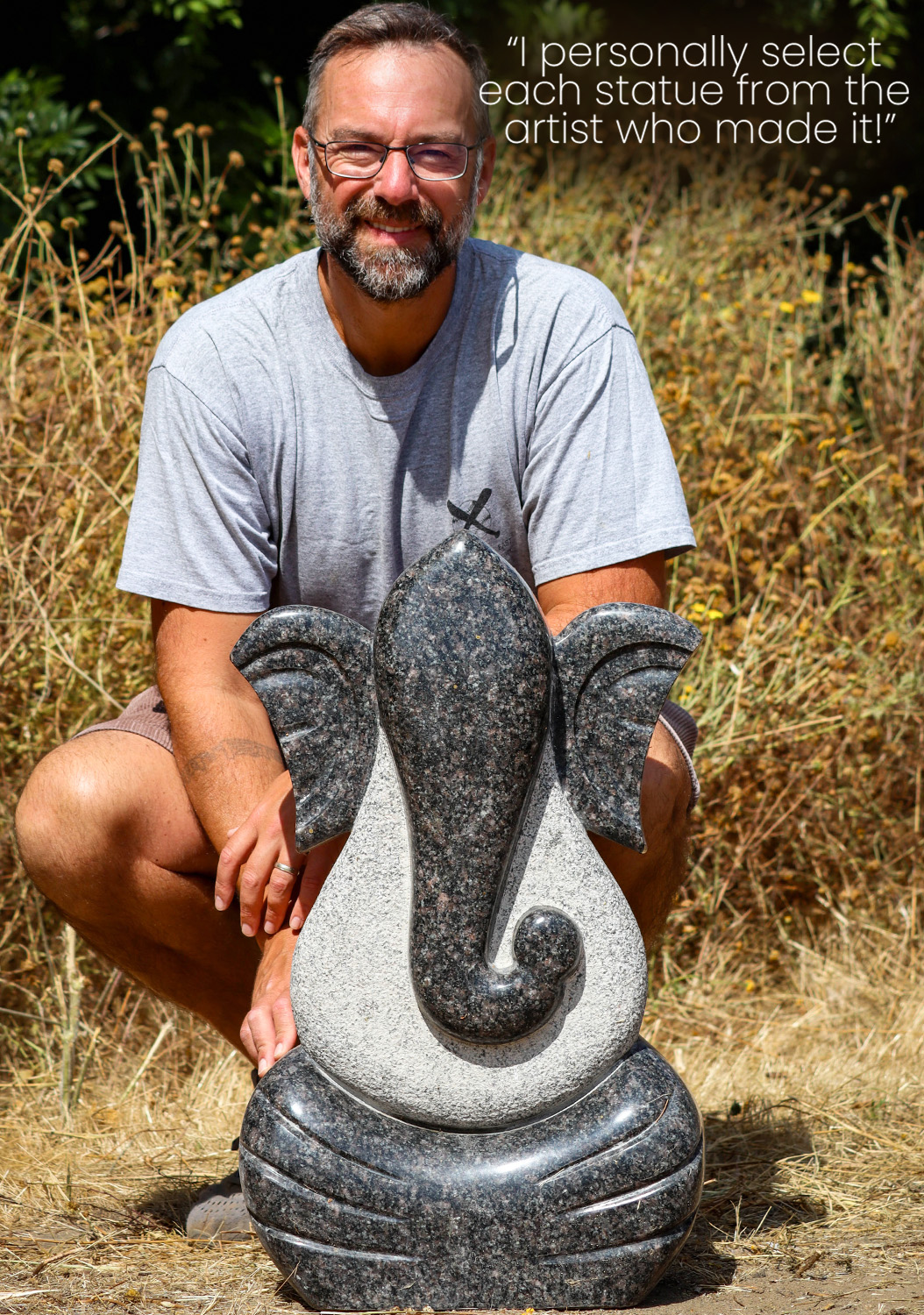 Ganesh Grey Sadarahalli Granite Modern Stone Abstract Garden Sculpture 26"