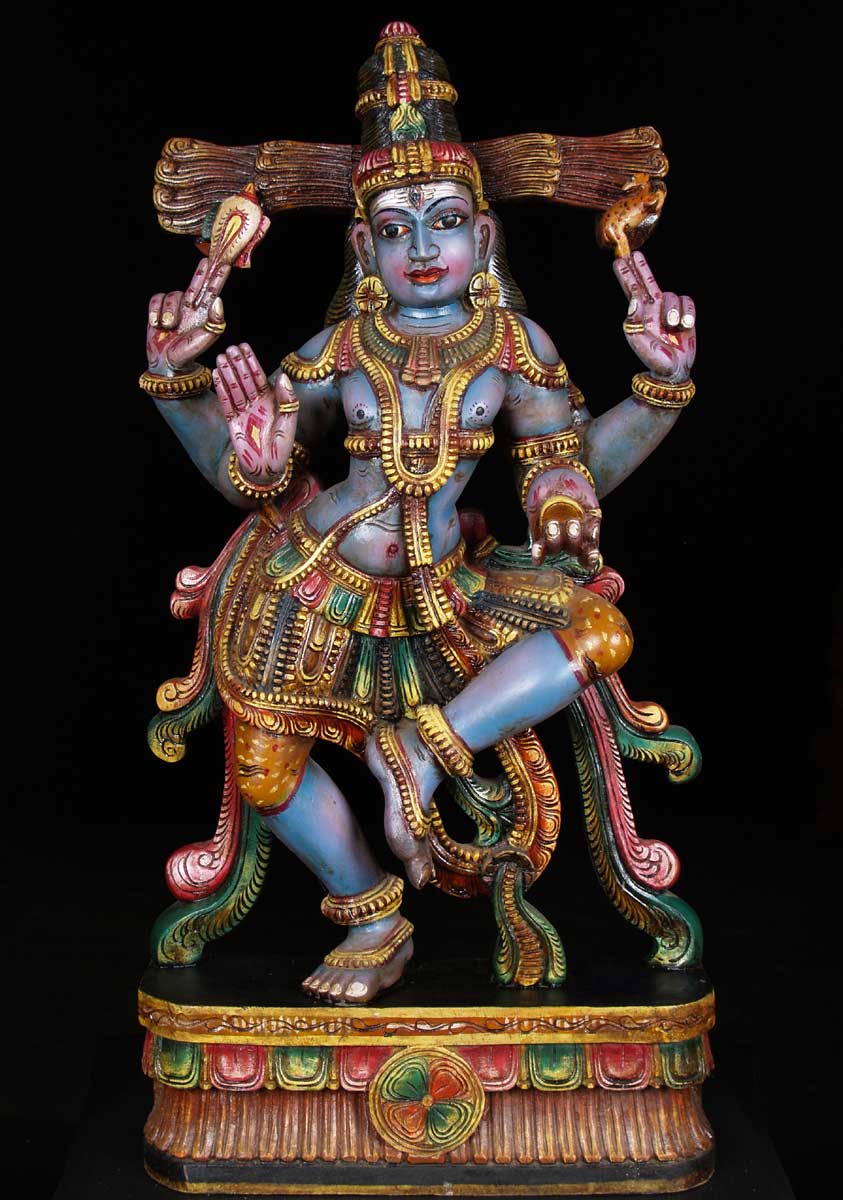 Wooden Dancing Shiva Statue 36"