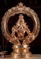 Polished South Indian Panchaloha Bronze Ayyappan Statue with Arch 18"