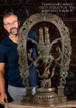Bronze Flying Ganesha Descending from Heavens with Dwarf of Ignorance & Beautiful Arch 42"