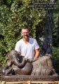 Hand Carved Stone Reclining Ganesh Sculpture Relaxing with Two Rats 49"