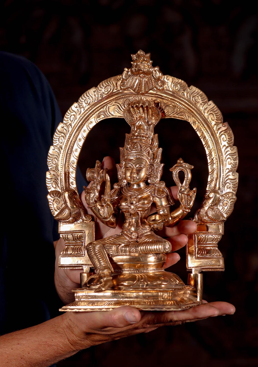 Polished South Indian Bronze Shakti Goddess Statue - The Divine Source of Energy 12.5"