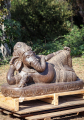 Hand Carved Stone Reclining Ganesh Sculpture Relaxing with Two Rats 49"
