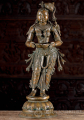 South Indian Panchaloha Bronze Deepa Lakshmi Statue with Lamp, Ideal for Diwali Festival 30"