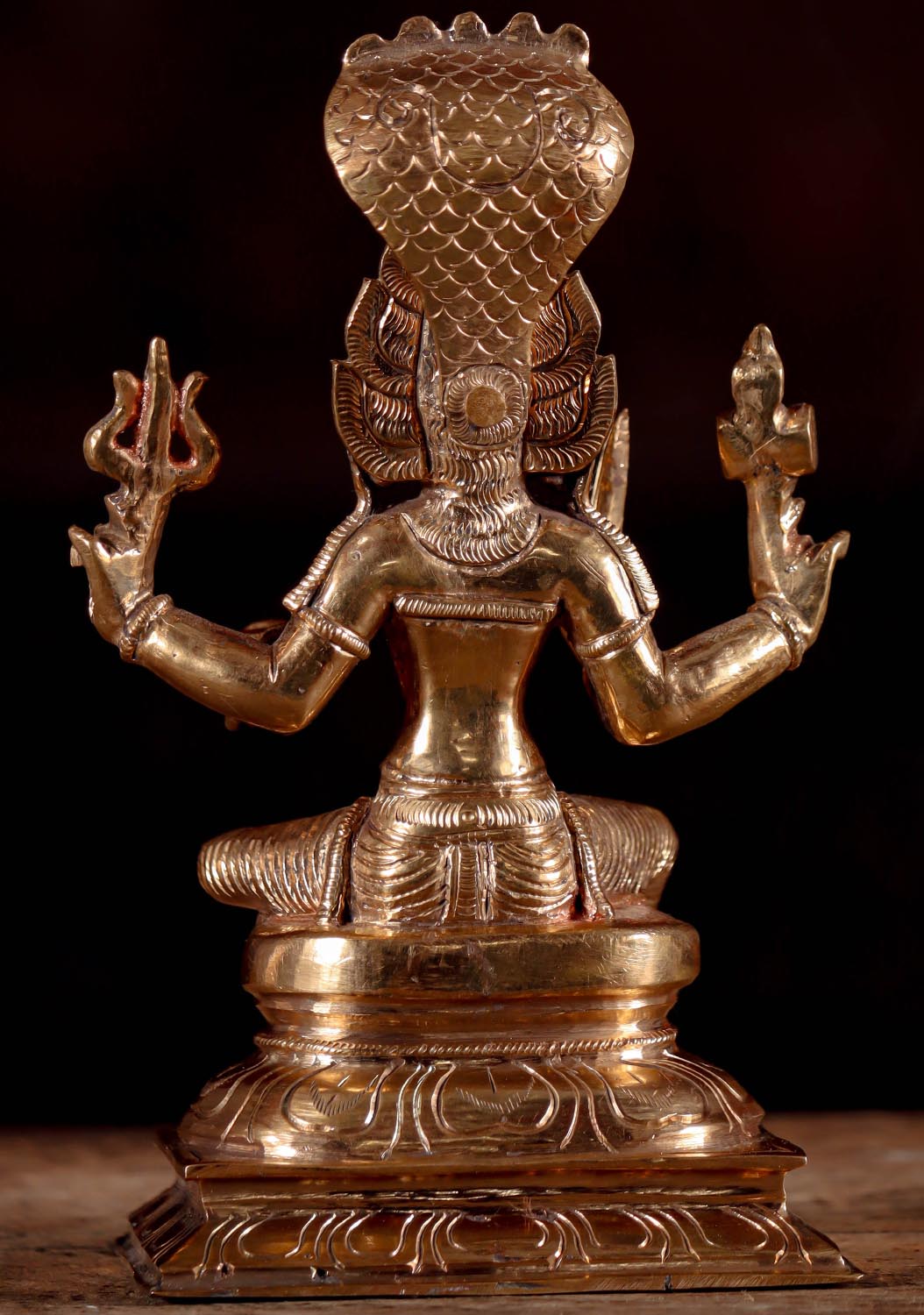 South Indian Bronze Shakti Mariamman Statue, Lalitasana Pose, Flame Crown & Serpent 7"