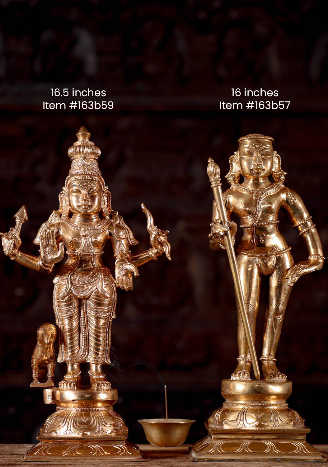 Bronze Shani Statue with Crow, Representing the Planet Saturn, One of the 9 Navagraha 16.5"